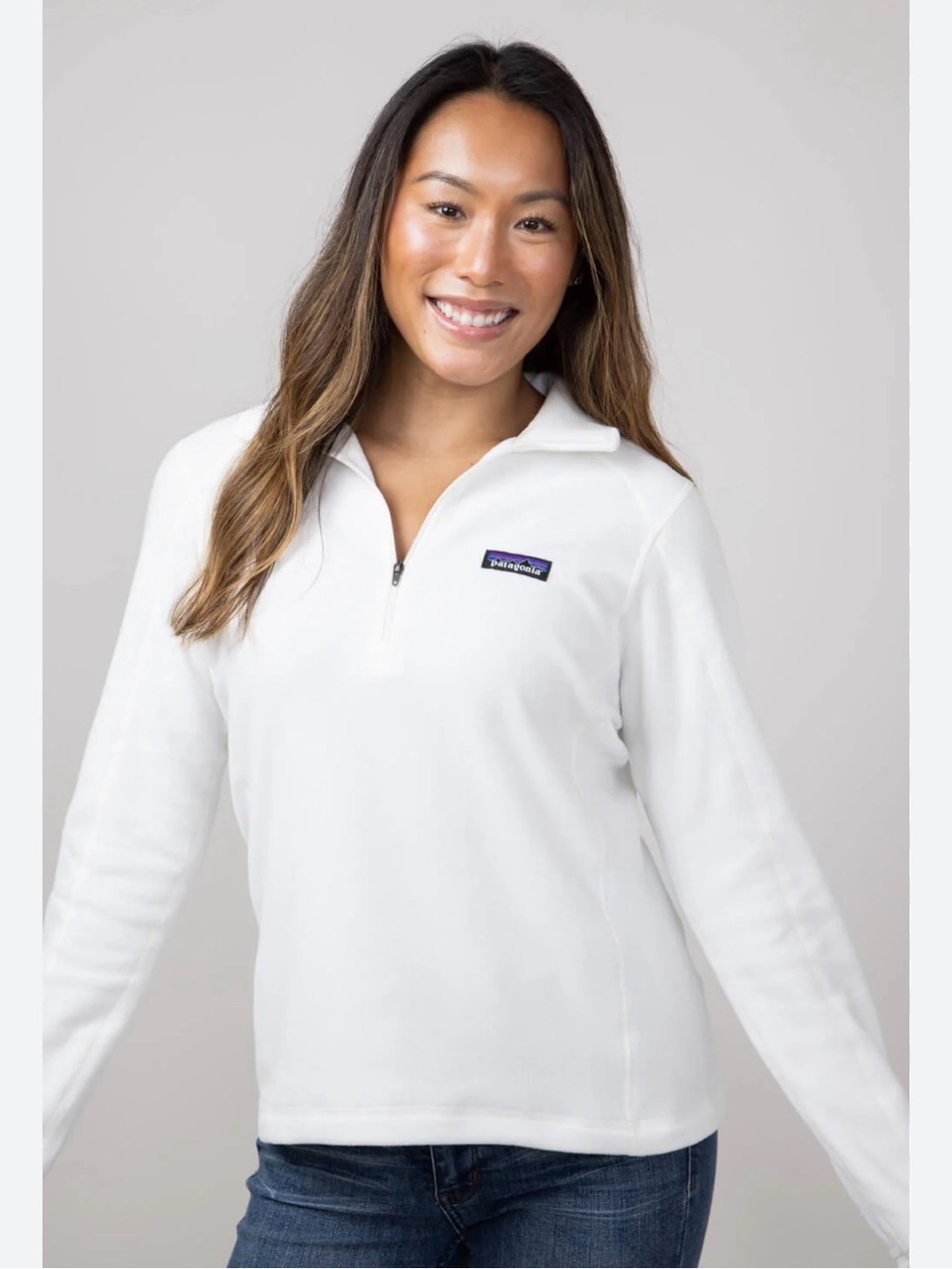 Patagonia white Micro D 1/4 zip women’s fleece pullover sweatshirt xs x-small